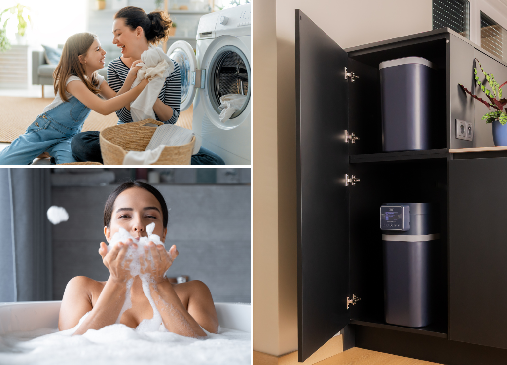 Miękka woda w&nbsp;całym domu dzięki zmiękczaczowi EcoWater eVOLUTION Duo+ - jedwabiste pranie, miękka woda w&nbsp;kąpieli